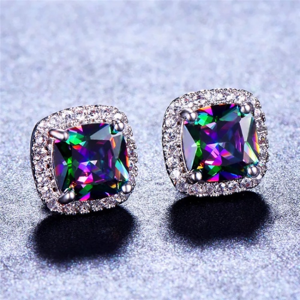 NWOT mystic topaz sterling silver earrings - Picture 5 of 8
